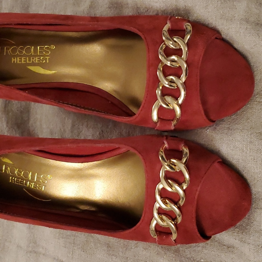 Aerosoles Heelrest Red Peep Toe Shoes 6M - Picture 3 of 7